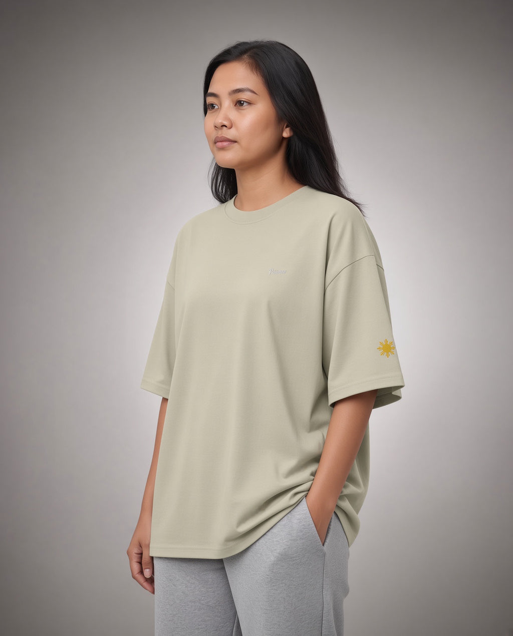 SCRIPT + SUN OVERSIZED TEE - Eucalyptus