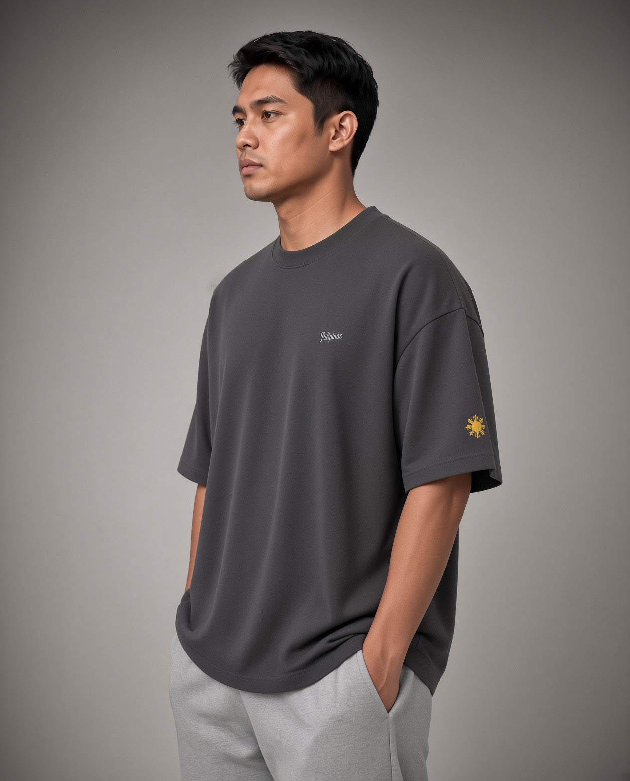 SCRIPT + SUN OVERSIZED TEE - Black