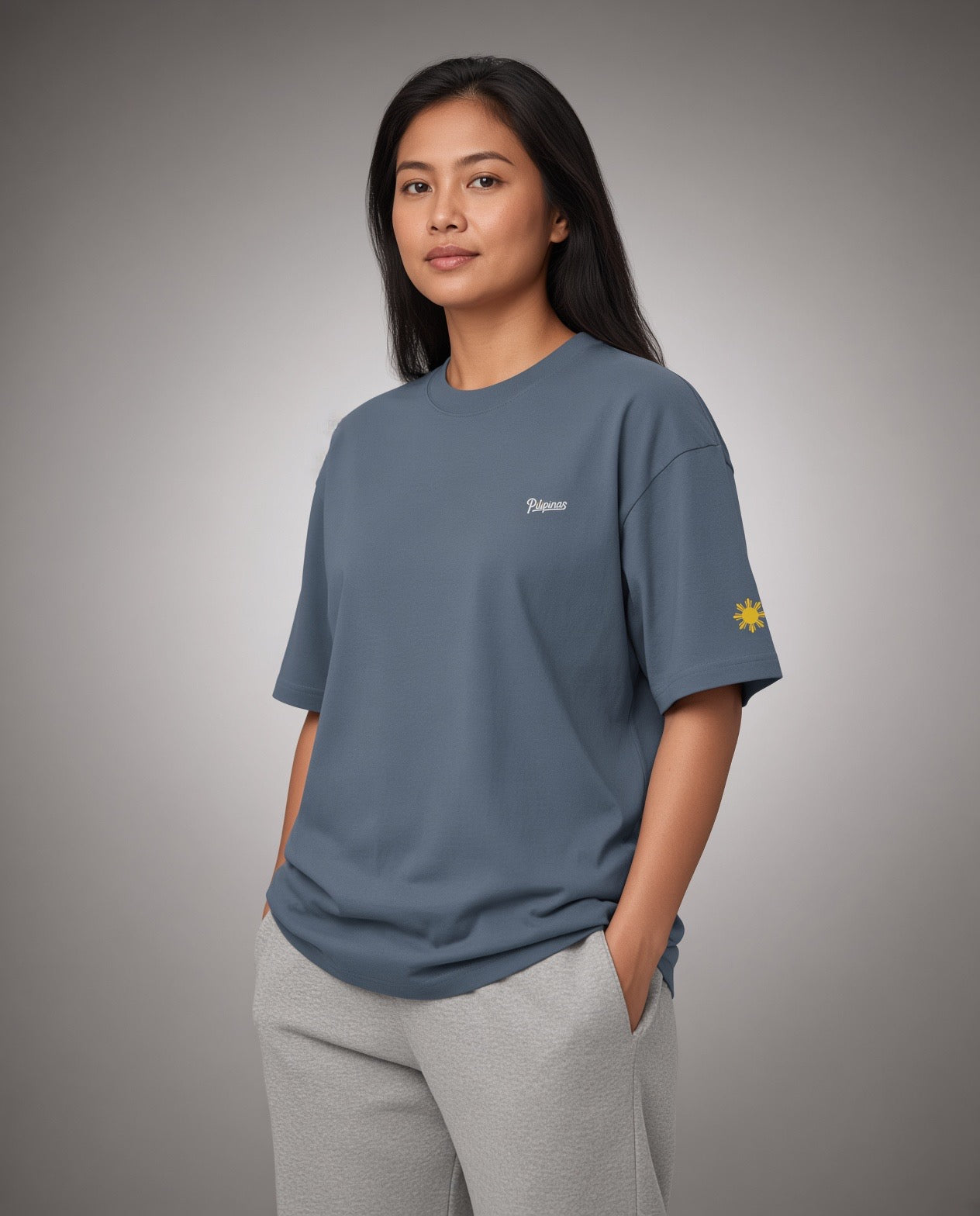 SCRIPT + SUN OVERSIZED TEE - Indigo