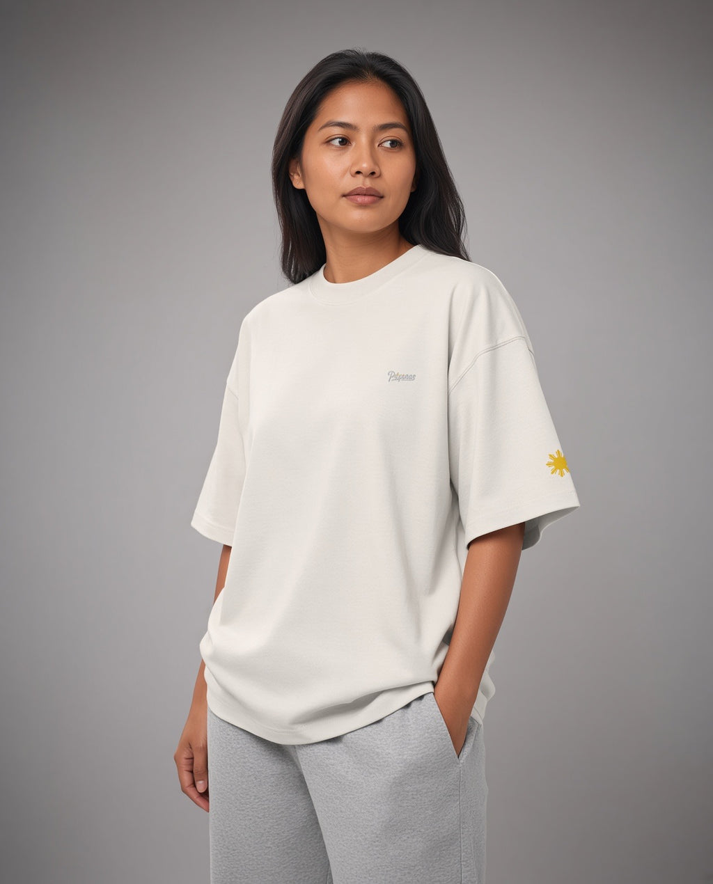 SCRIPT + SUN OVERSIZED TEE - Bone