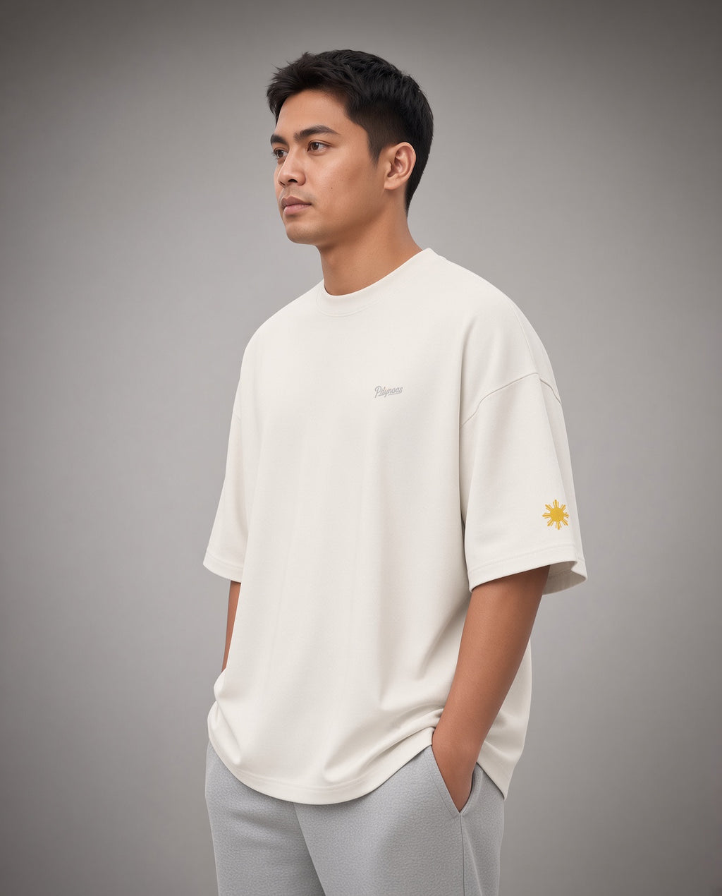 SCRIPT + SUN OVERSIZED TEE - Bone