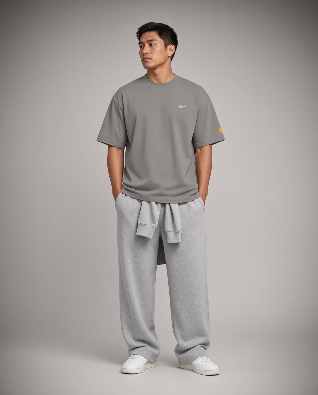 SCRIPT + SUN OVERSIZED TEE - Grey