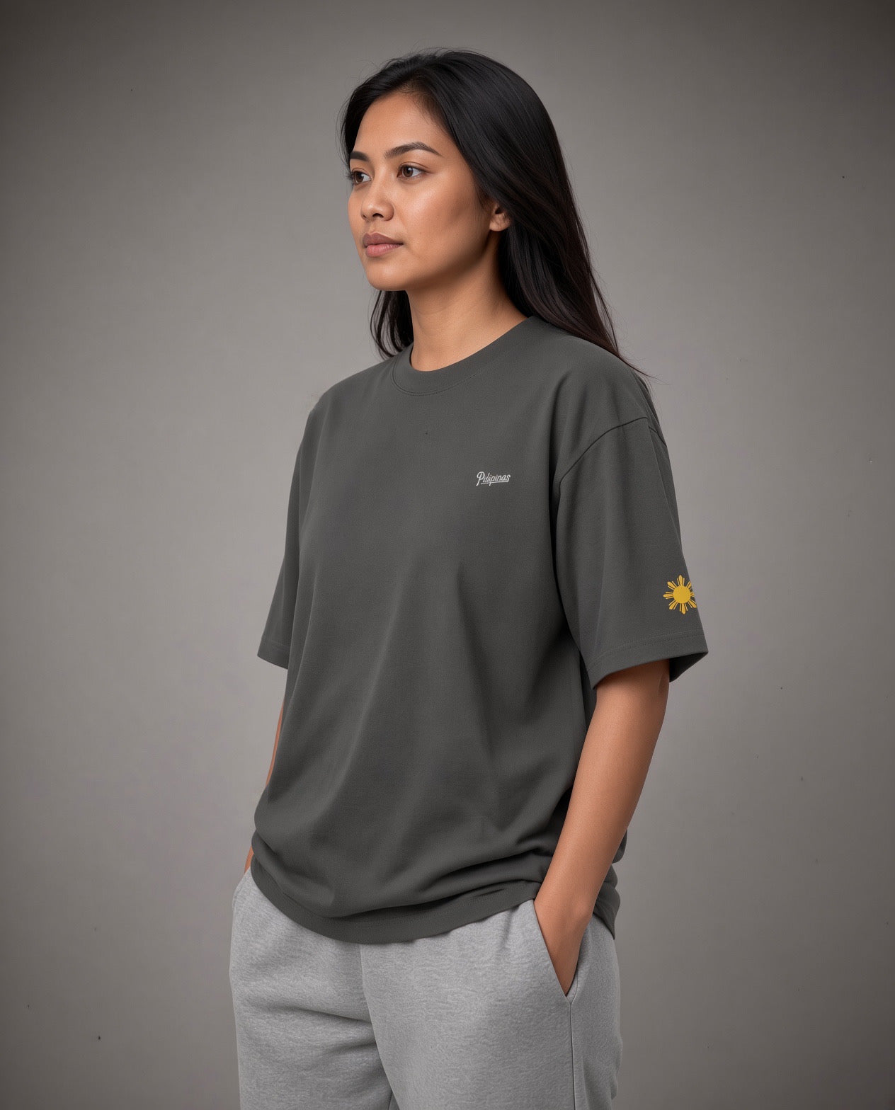 SCRIPT + SUN OVERSIZED TEE - Black