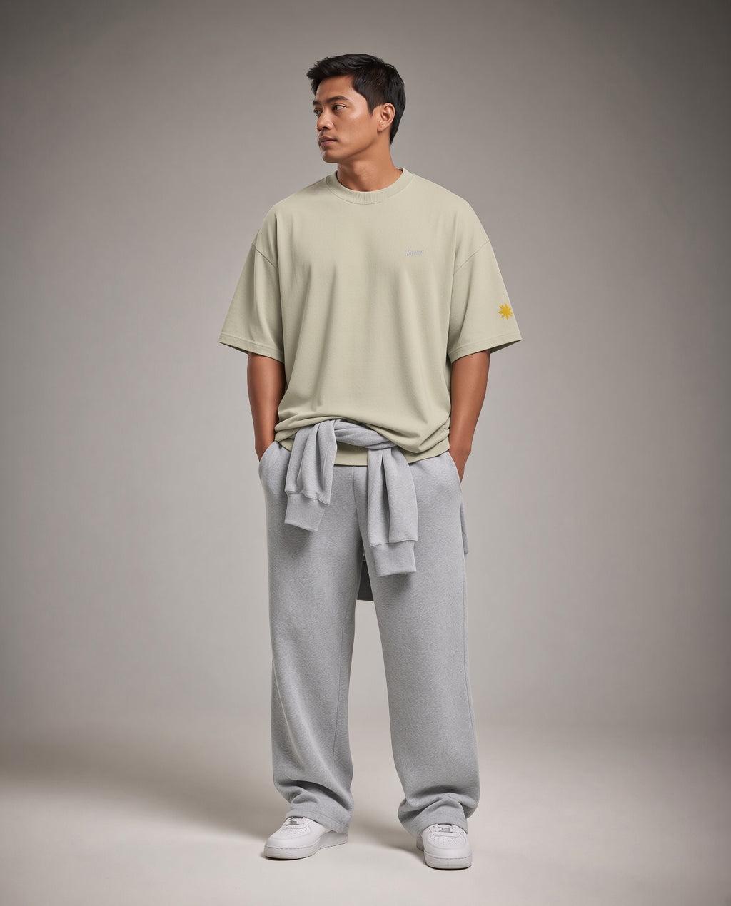 SCRIPT + SUN OVERSIZED TEE - Eucalyptus