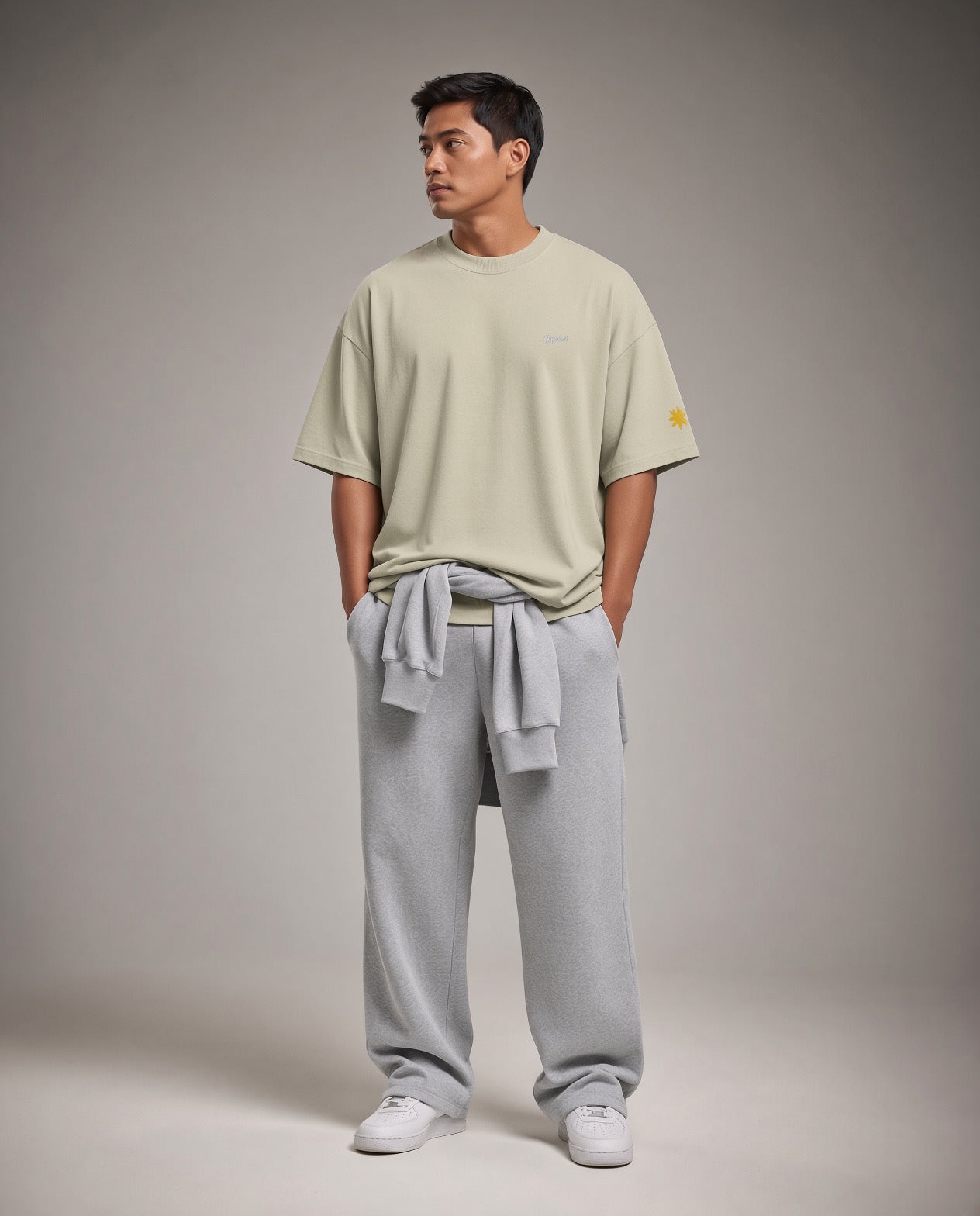 SCRIPT + SUN OVERSIZED TEE - Eucalyptus