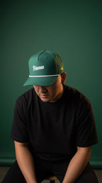 Script + Three Stars & Half-Sun - Rope Hat - Green/White