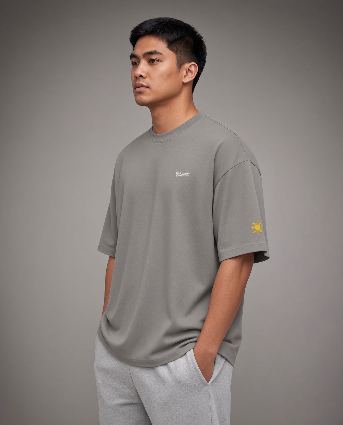 SCRIPT + SUN OVERSIZED TEE - Grey