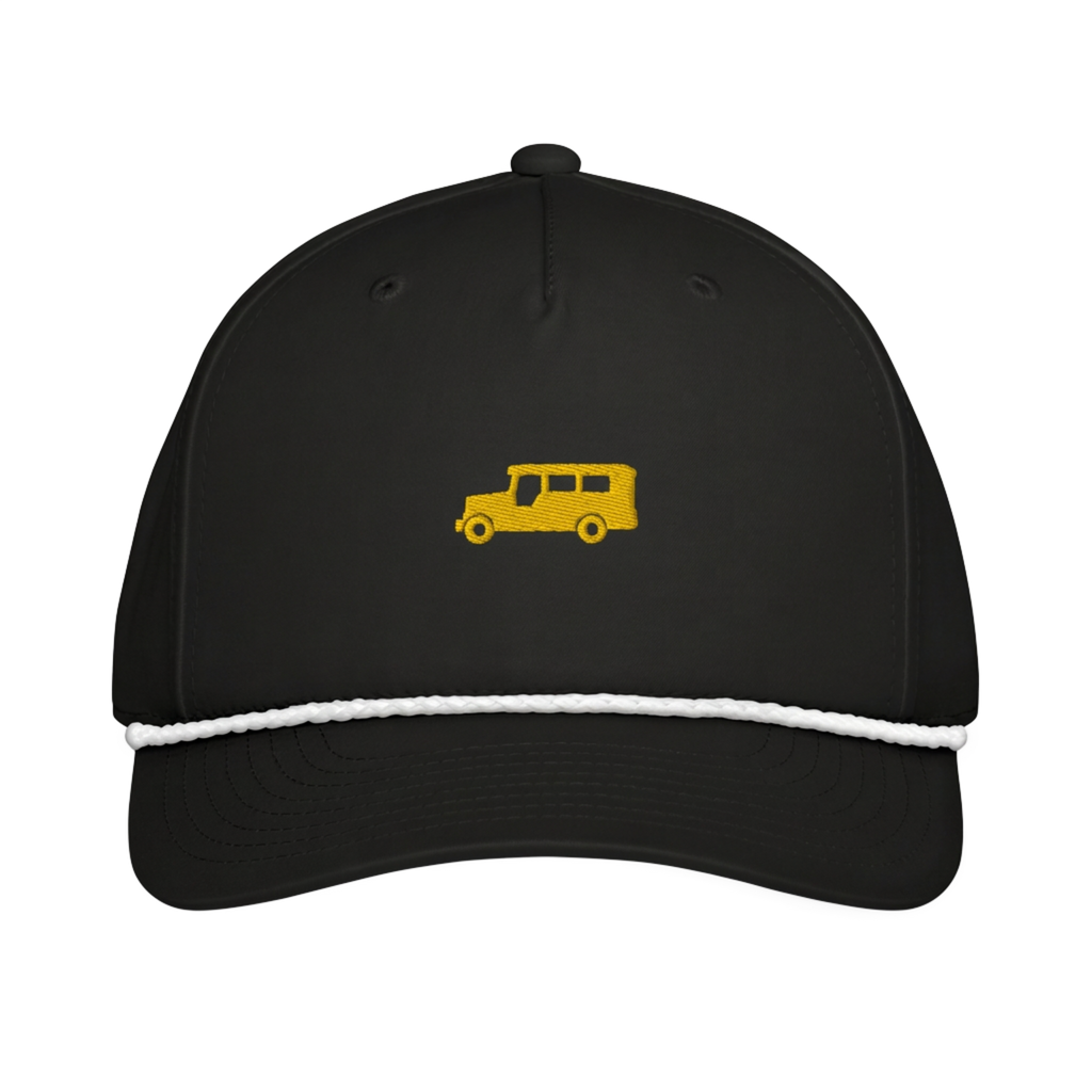 Yellow Gold Jeepney + Script - Rope Hat - Green/White
