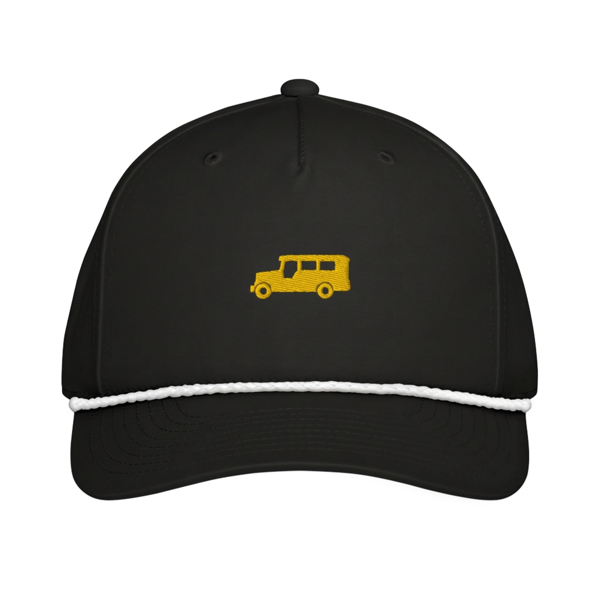 Yellow Gold Jeepney + Script - Rope Hat - Green/White