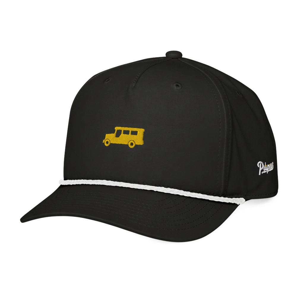 Yellow Gold Jeepney + Script - Rope Hat - Green/White