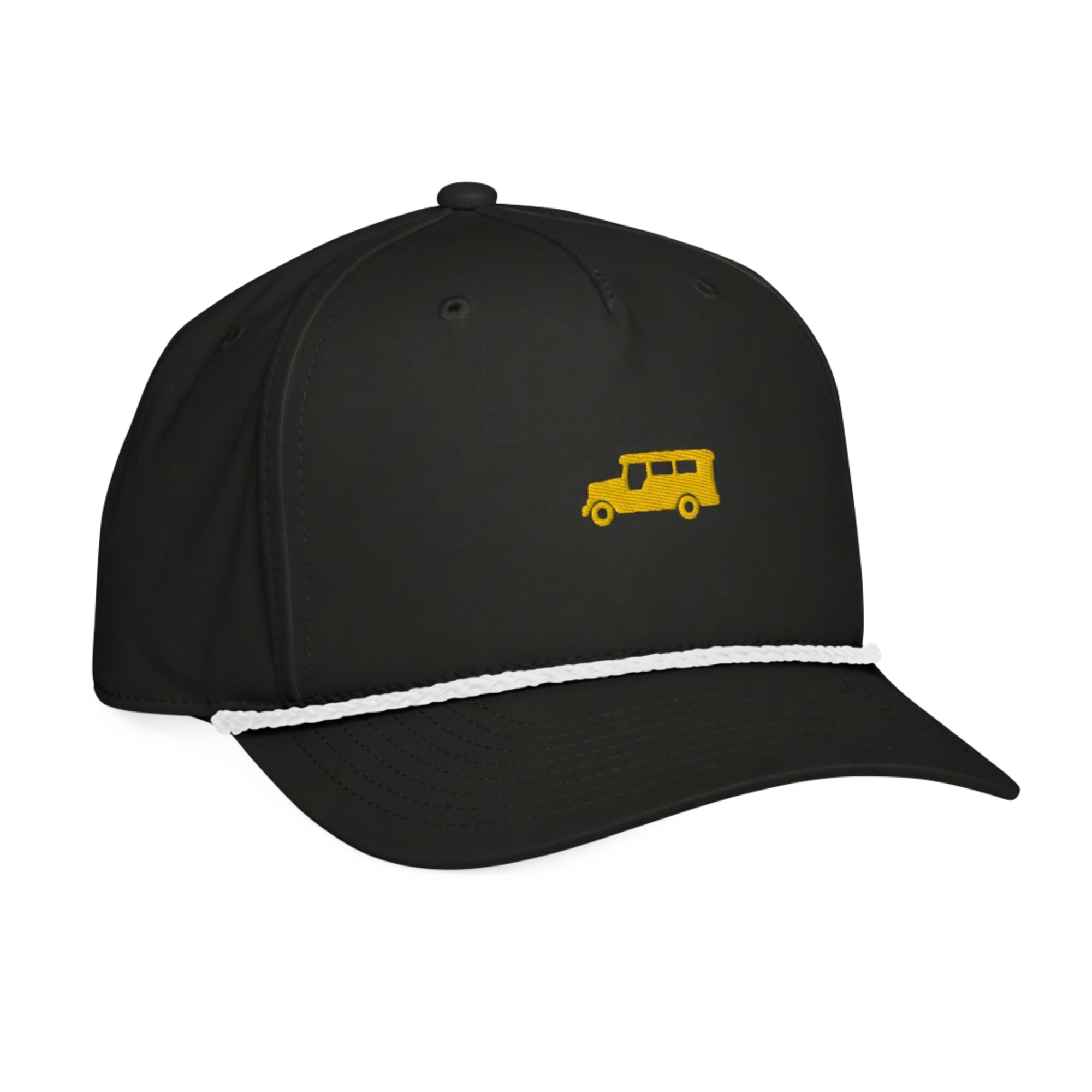Yellow Gold Jeepney + Script - Rope Hat - Green/White