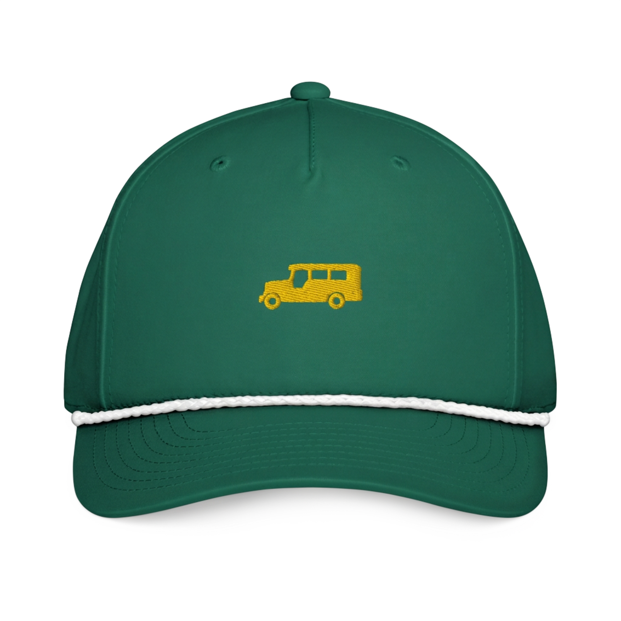 Yellow Gold Jeepney + Script - Rope Hat - Green/White