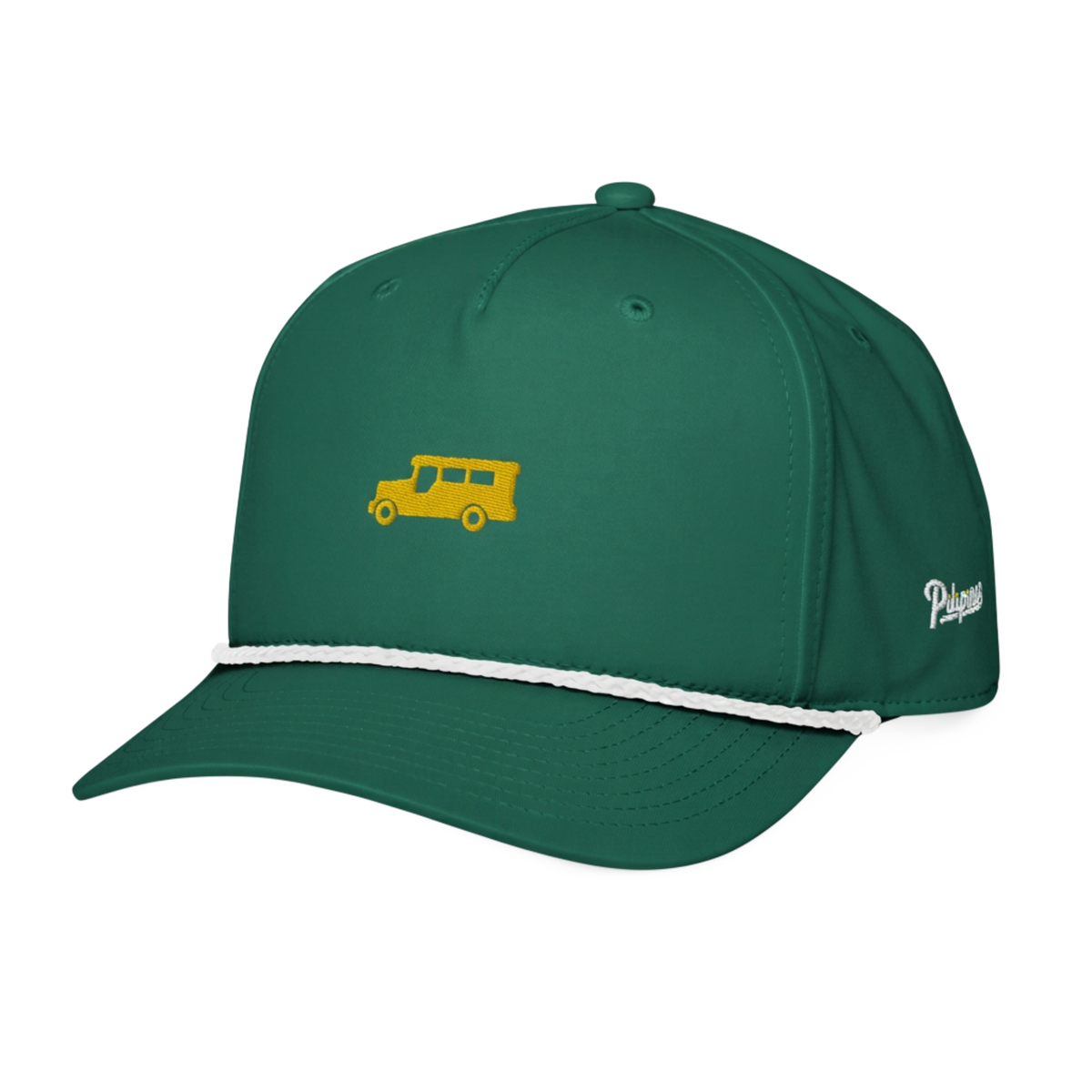 Yellow Gold Jeepney + Script - Rope Hat - Black/White