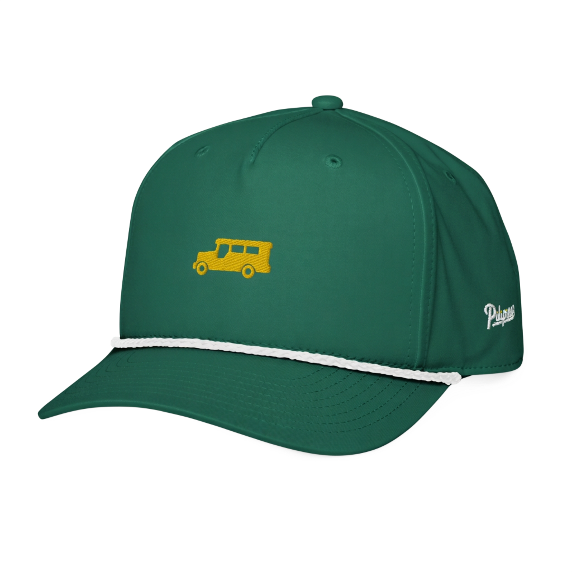 Yellow Gold Jeepney + Script - Rope Hat - Green/White