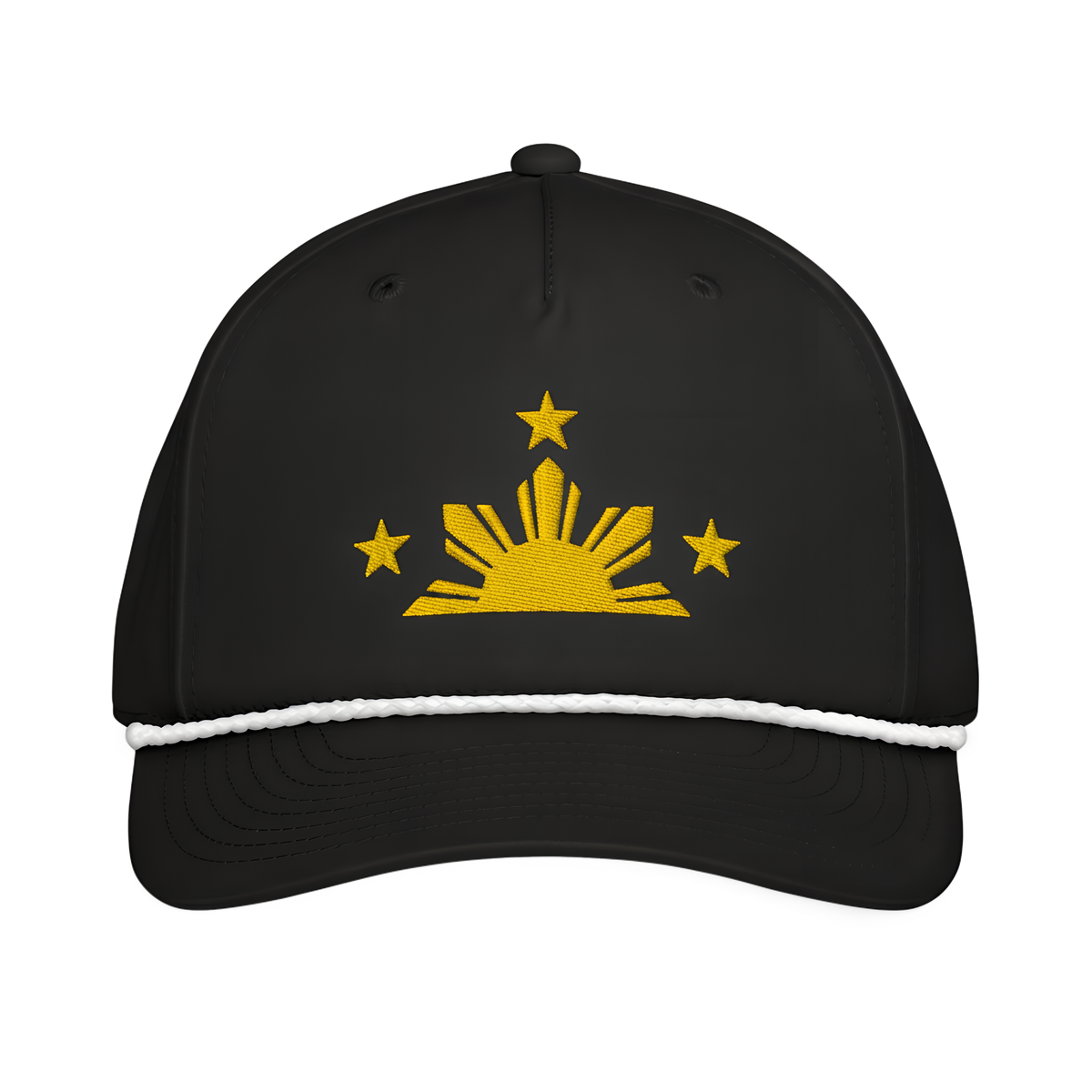 Three Stars & Half-Sun + Script - Rope Hat - Green/White
