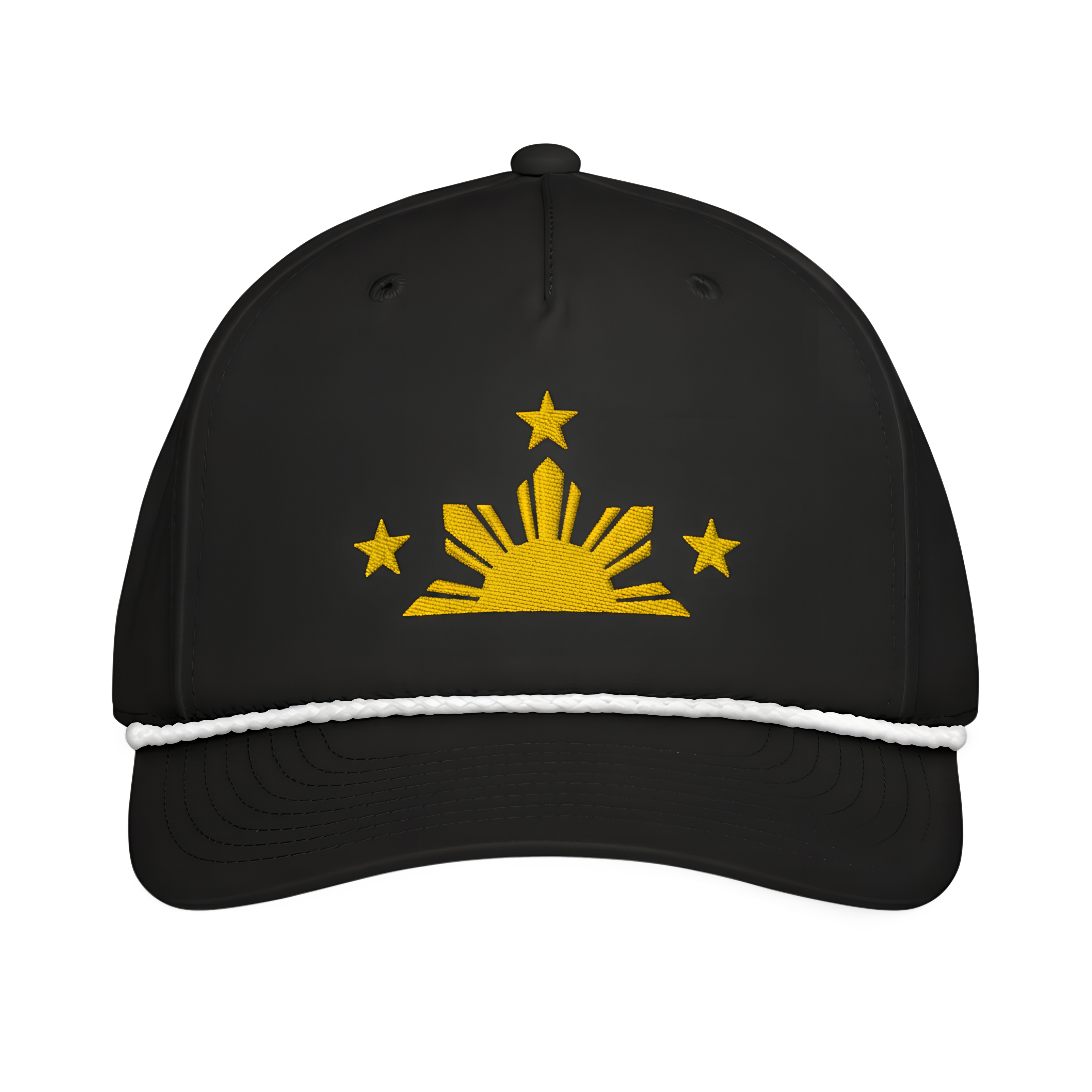Three Stars & Half-Sun + Script - Rope Hat - Light Blue/White