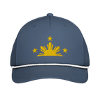 Three Stars & Half-Sun + Script - Rope Hat - Light Blue/White
