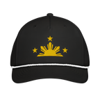 Three Stars & Half-Sun + Script - Rope Hat - Black/White