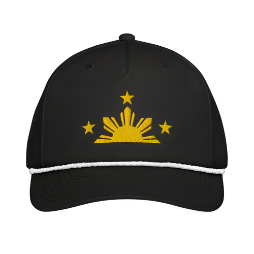 Three Stars & Half-Sun + Script - Rope Hat - Black/White