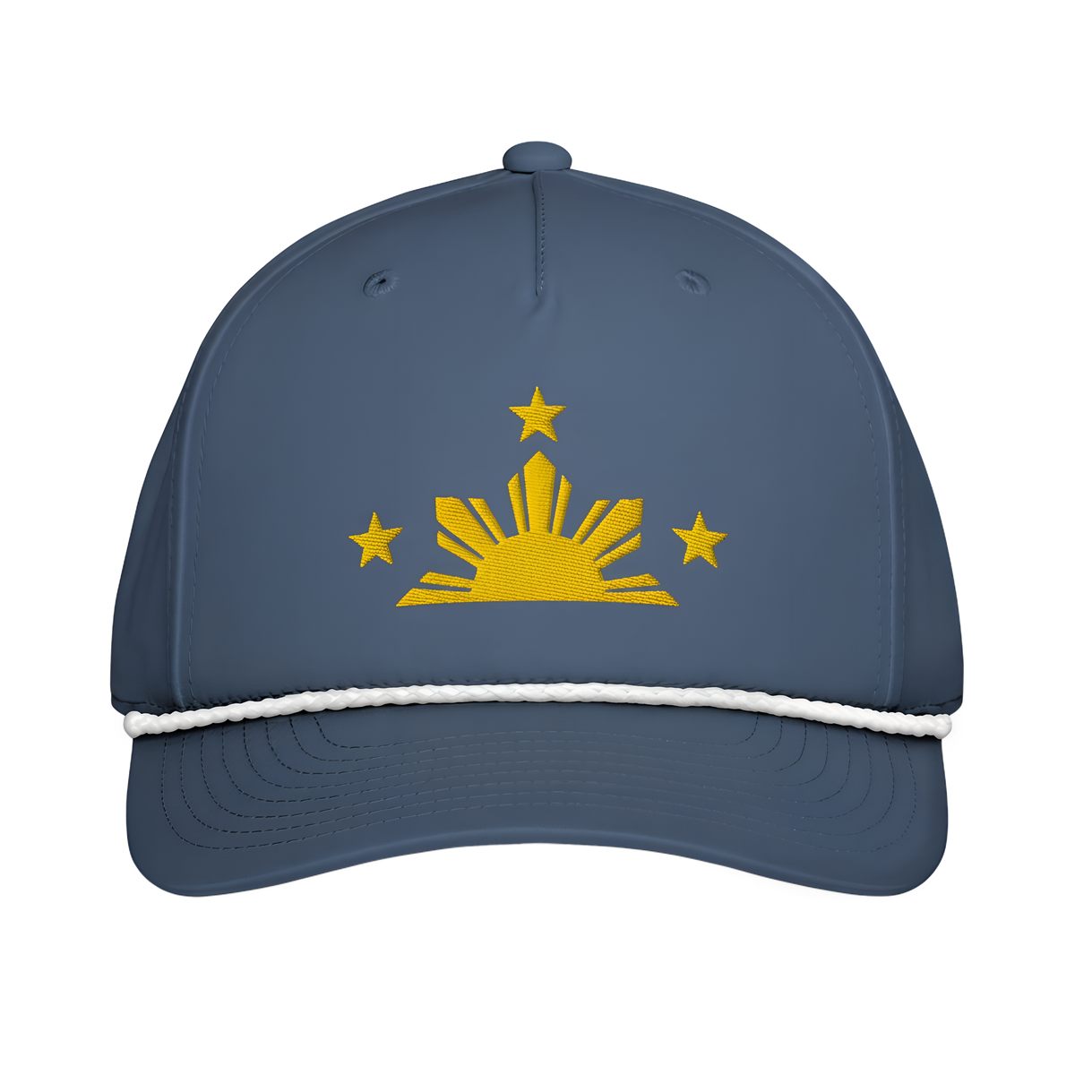 Three Stars & Half-Sun + Script - Rope Hat - Black/White