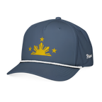 Three Stars & Half-Sun + Script - Rope Hat - Light Blue/White