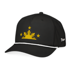 Three Stars & Half-Sun + Script - Rope Hat - Light Blue/White