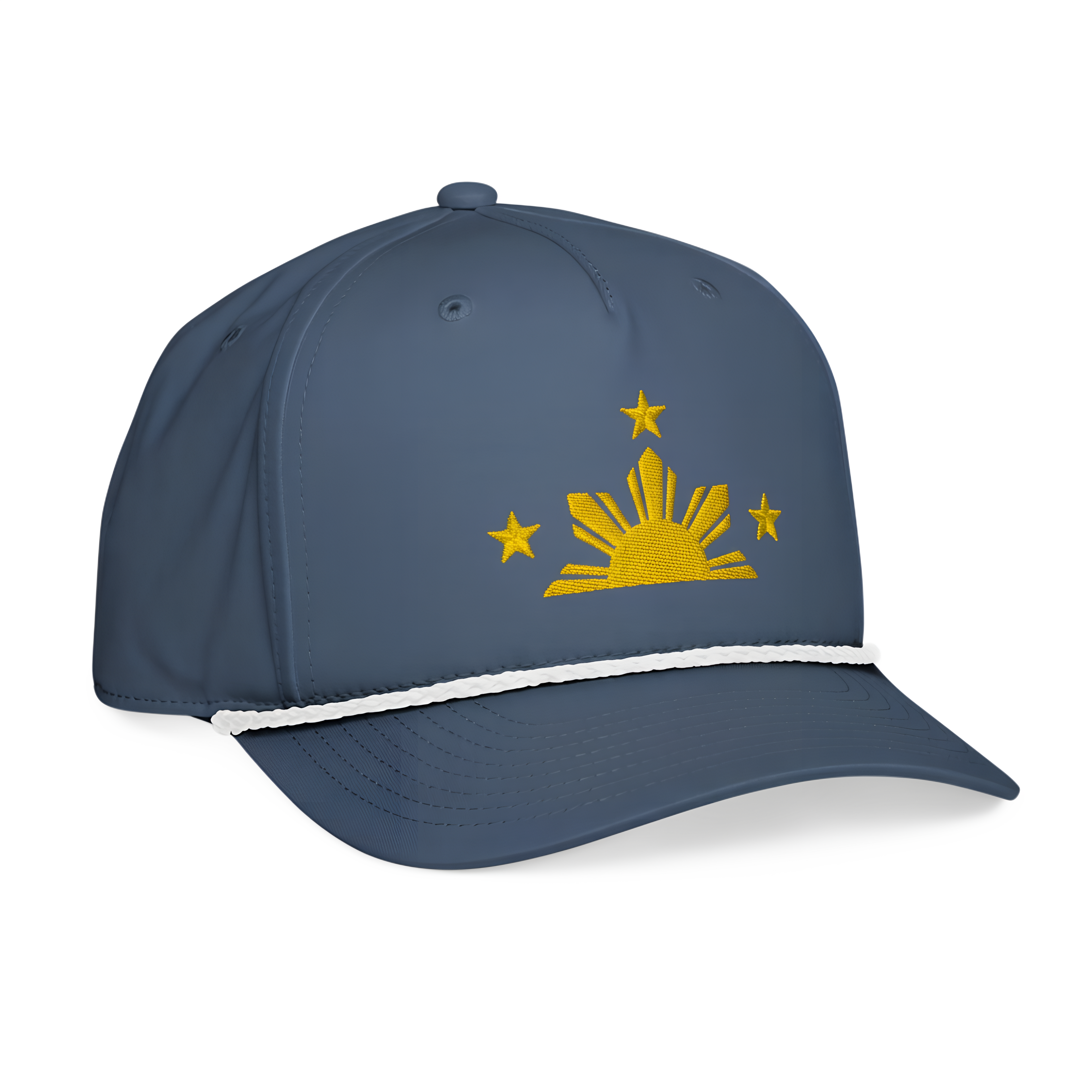 Three Stars & Half-Sun + Script - Rope Hat - Black/White