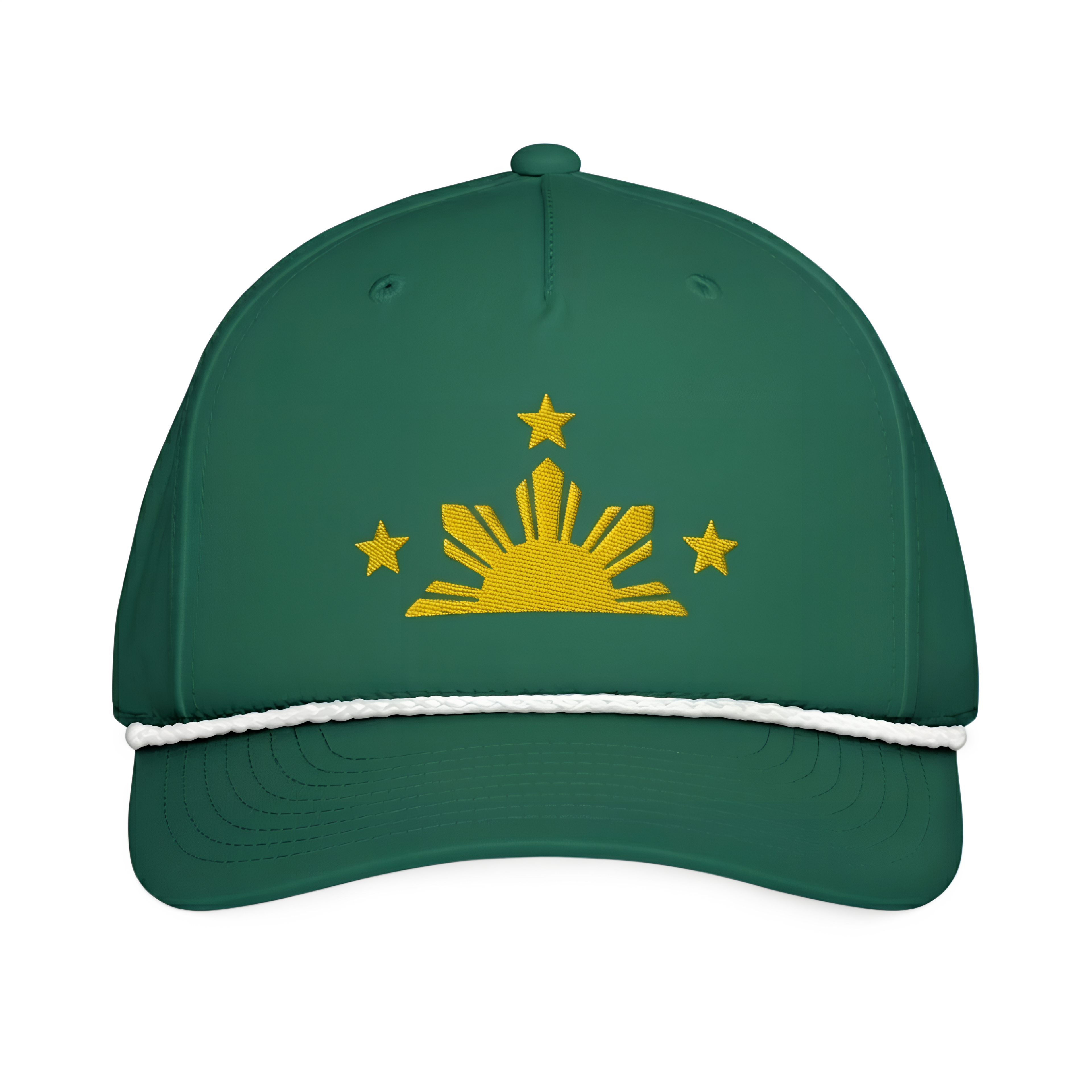 Three Stars & Half-Sun + Script - Rope Hat - Light Blue/White