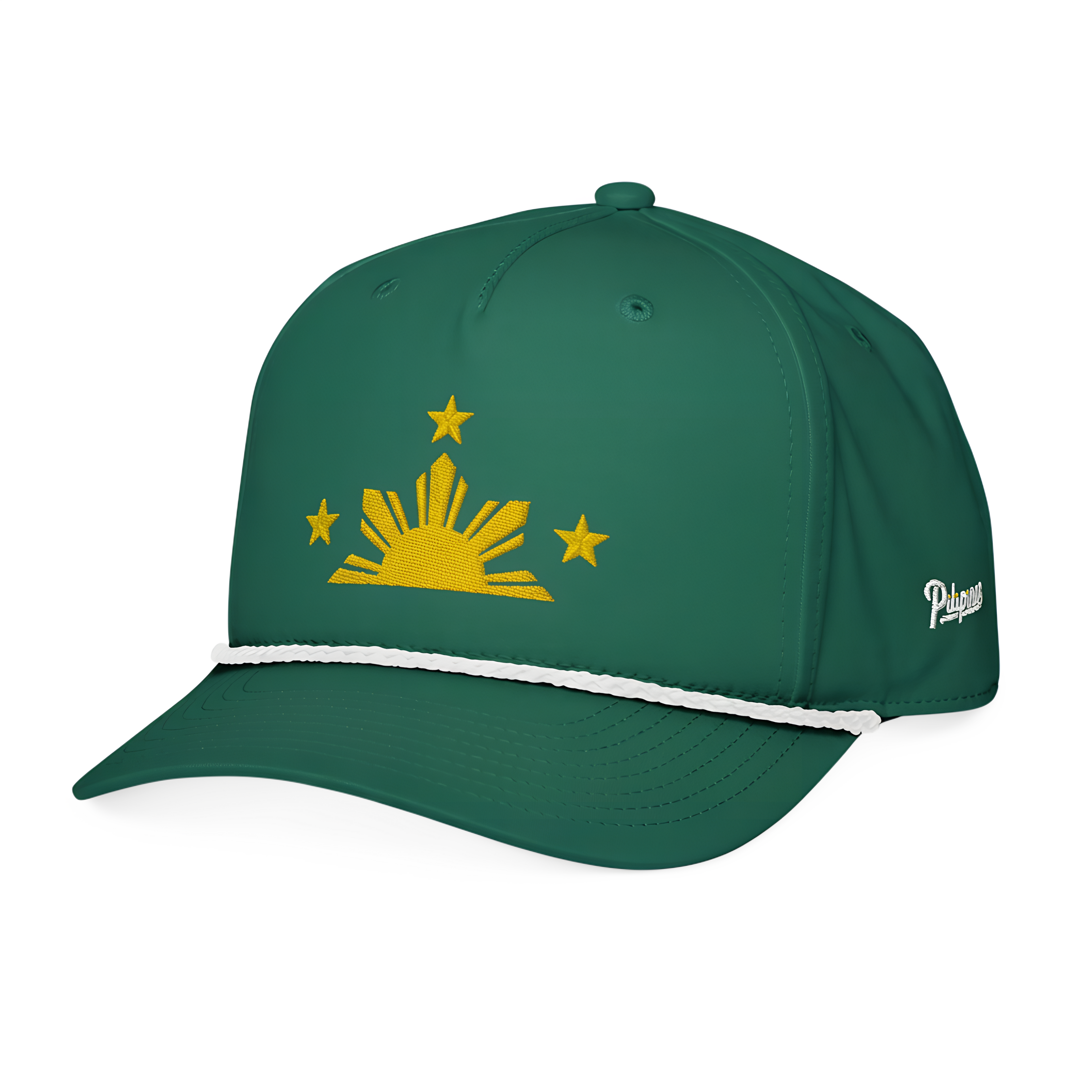 Three Stars & Half-Sun + Script - Rope Hat - Black/White