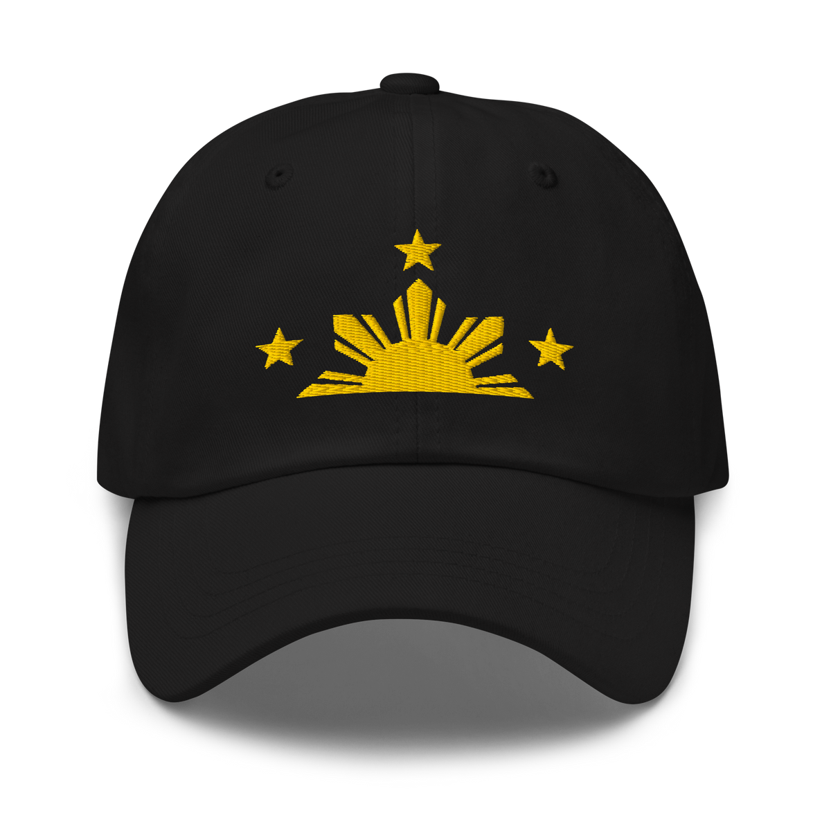 Three Stars & Half-Sun + Script - Cotton Hat - Black