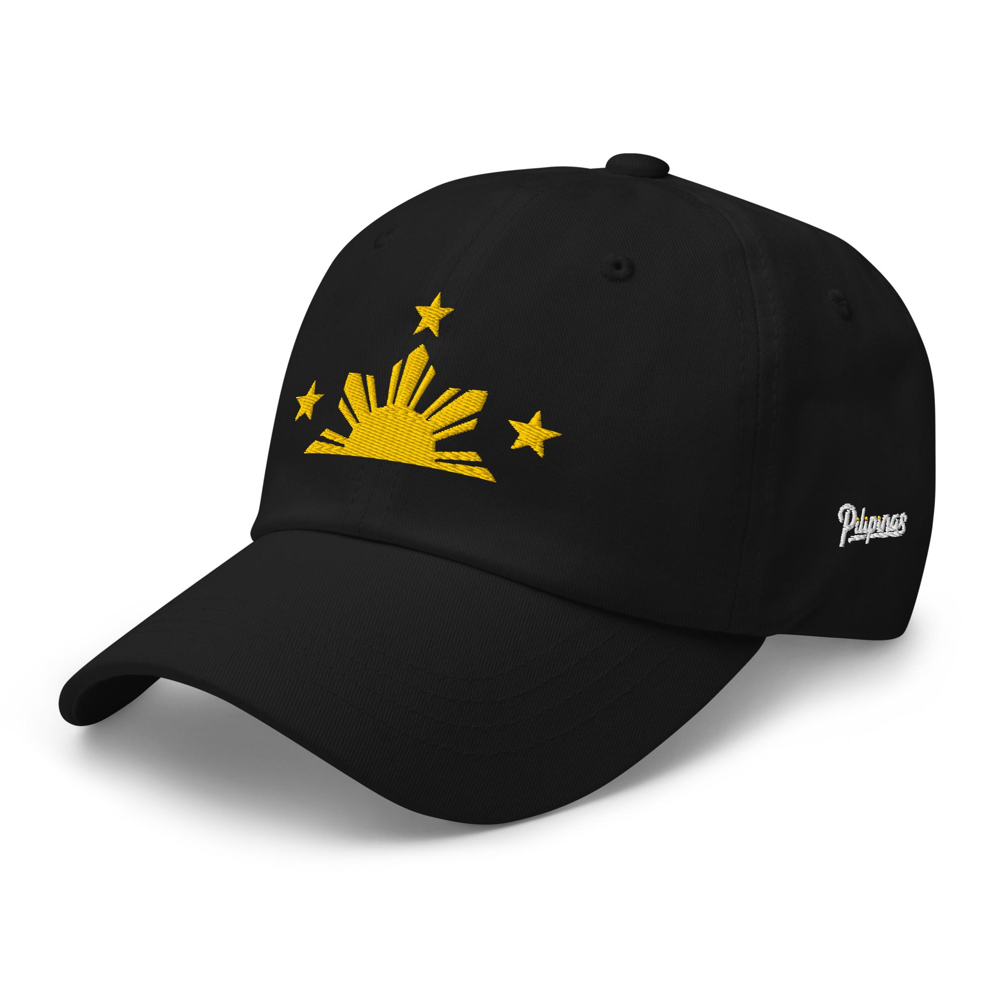 Three Stars & Half-Sun + Script - Cotton Hat - Black