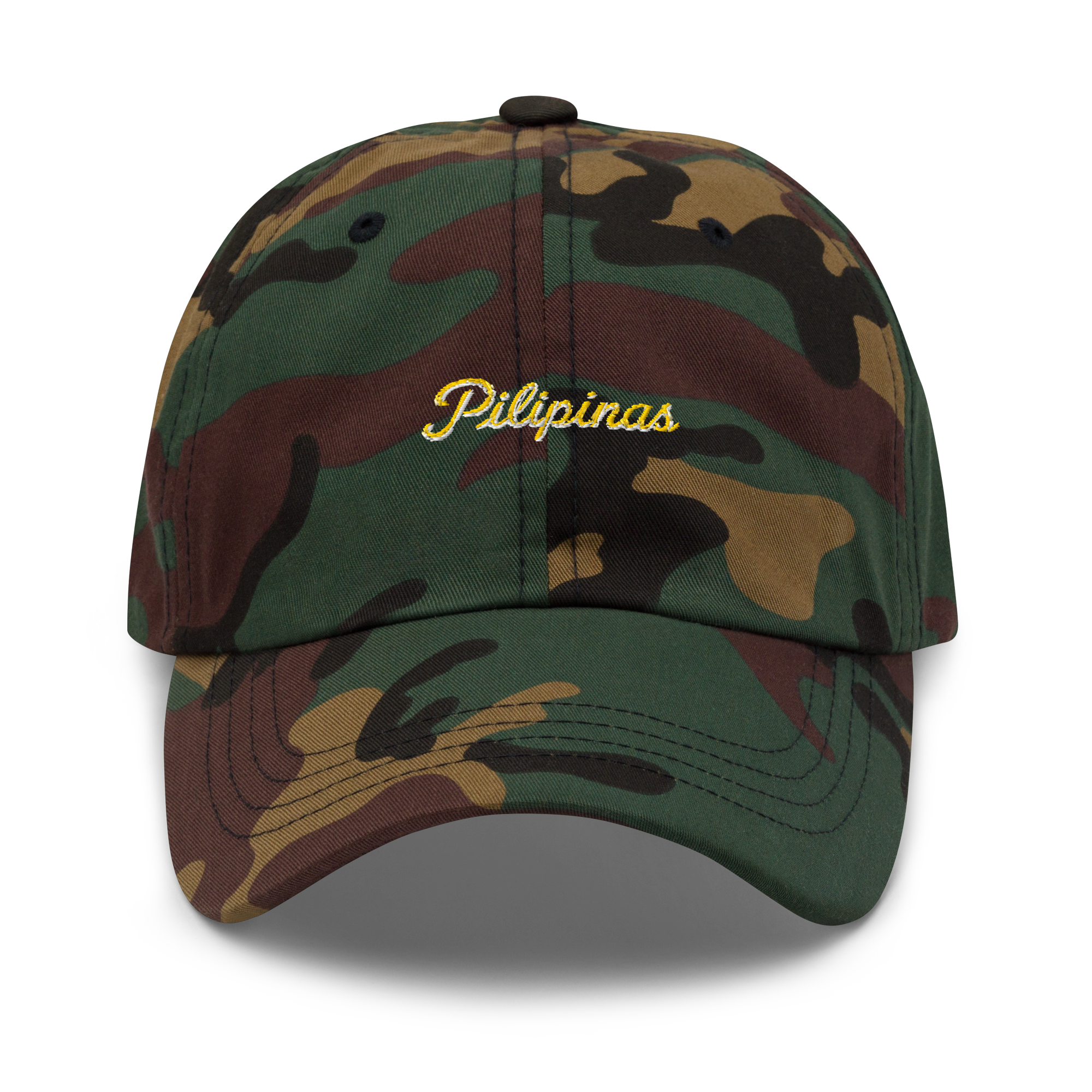 Modern Script + Sun - Cotton Hat - Green Camo