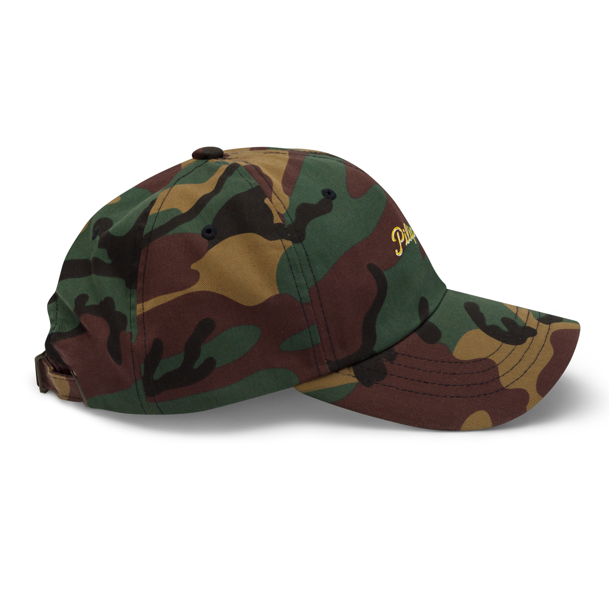 Modern Script + Sun - Cotton Hat - Green Camo