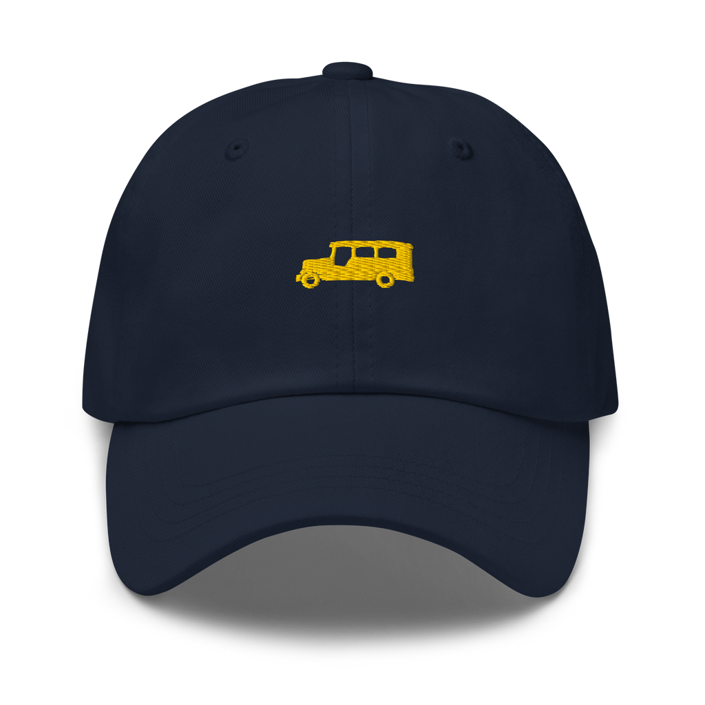 Yellow Gold Jeepney + Pilipinas Script on cotton hat - Navy