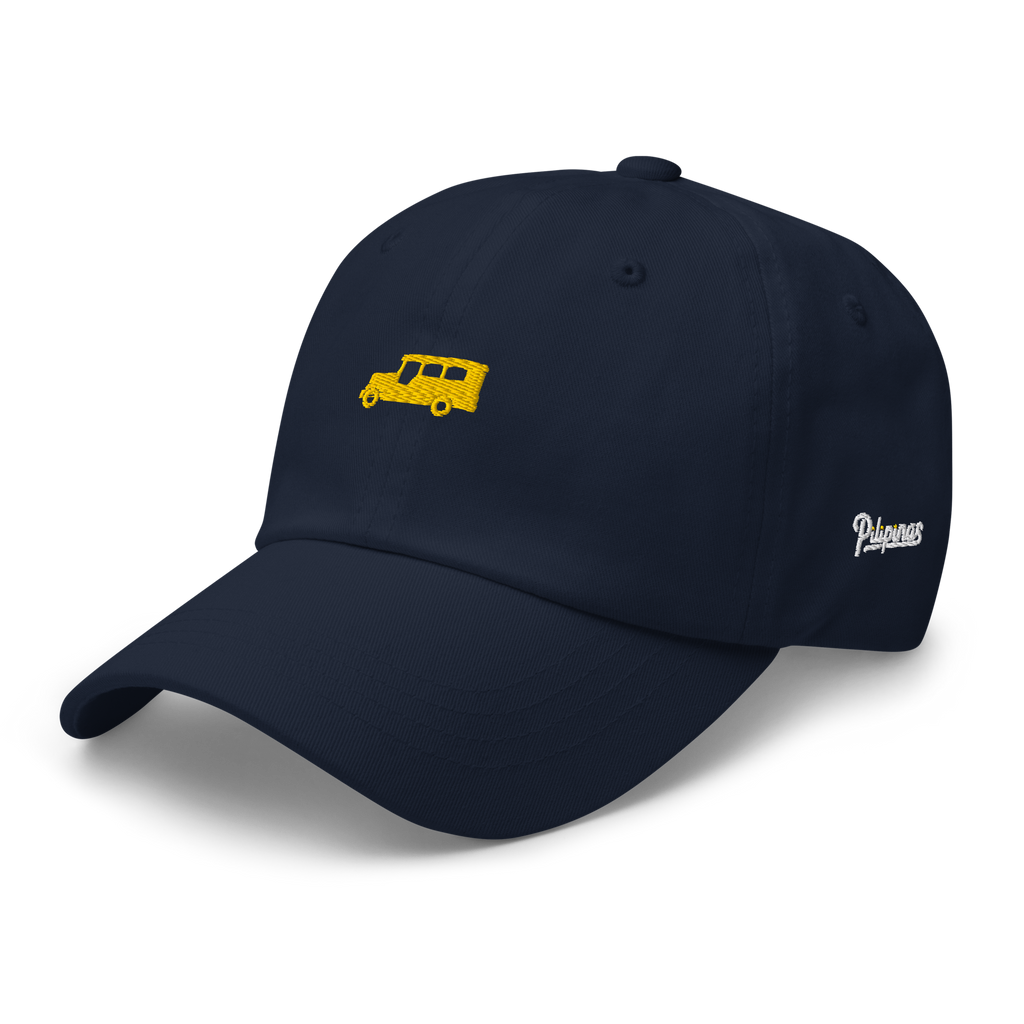 Yellow Gold Jeepney + Pilipinas Script on cotton hat - Dark Green