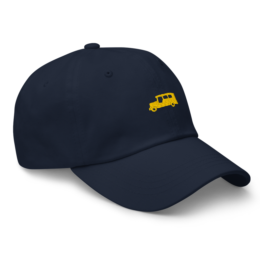 Yellow Gold Jeepney + Pilipinas Script on cotton hat - Navy
