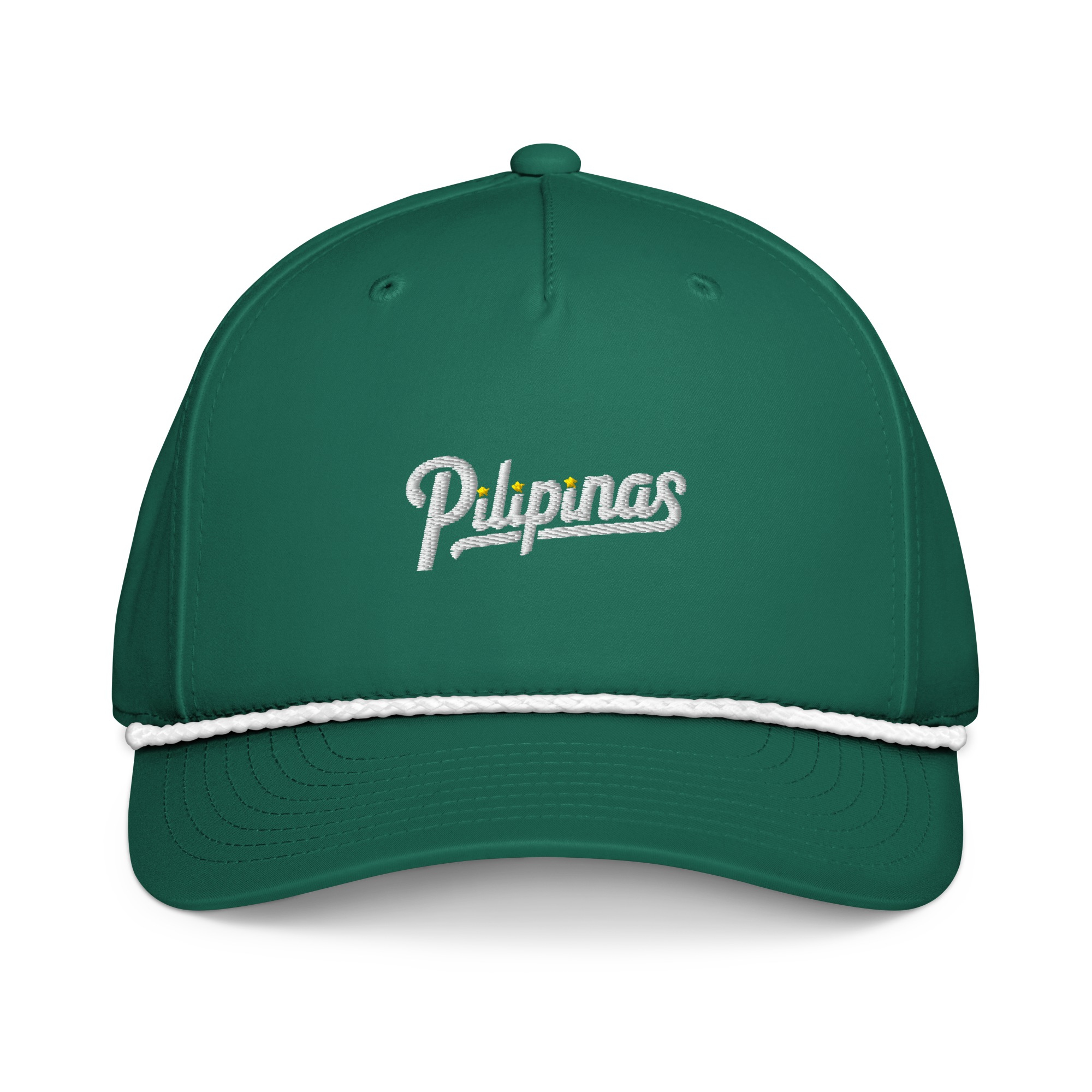 Script + Three Stars & Half-Sun - Rope Hat - Green/White