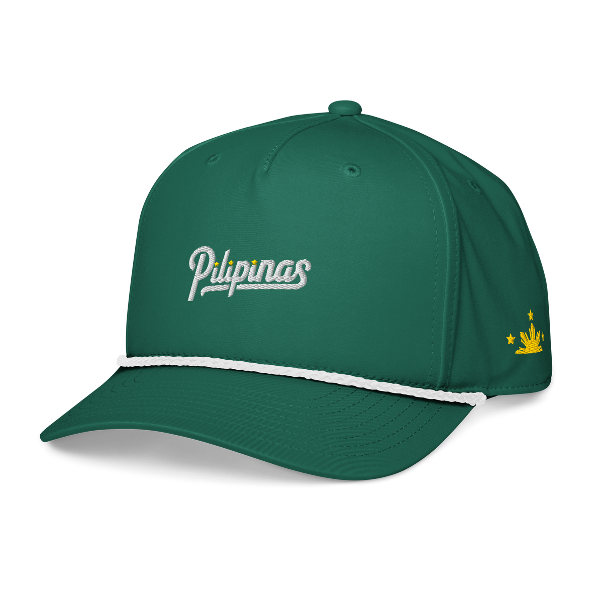 Script + Three Stars & Half-Sun - Rope Hat - Green/White