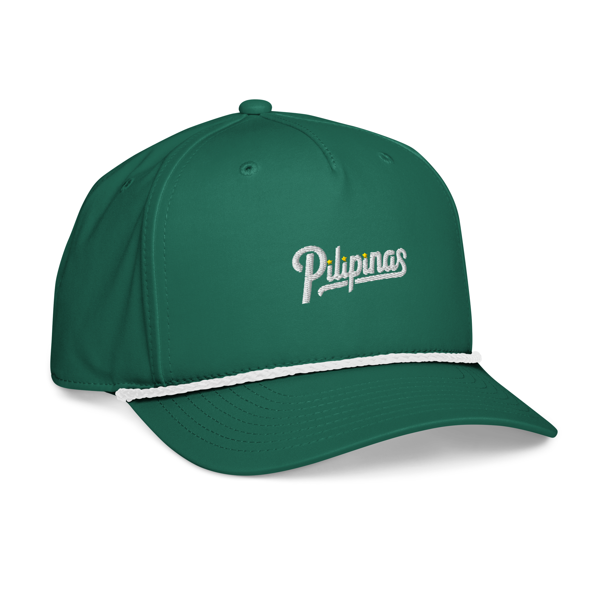 Script + Three Stars & Half-Sun - Rope Hat - Green/White