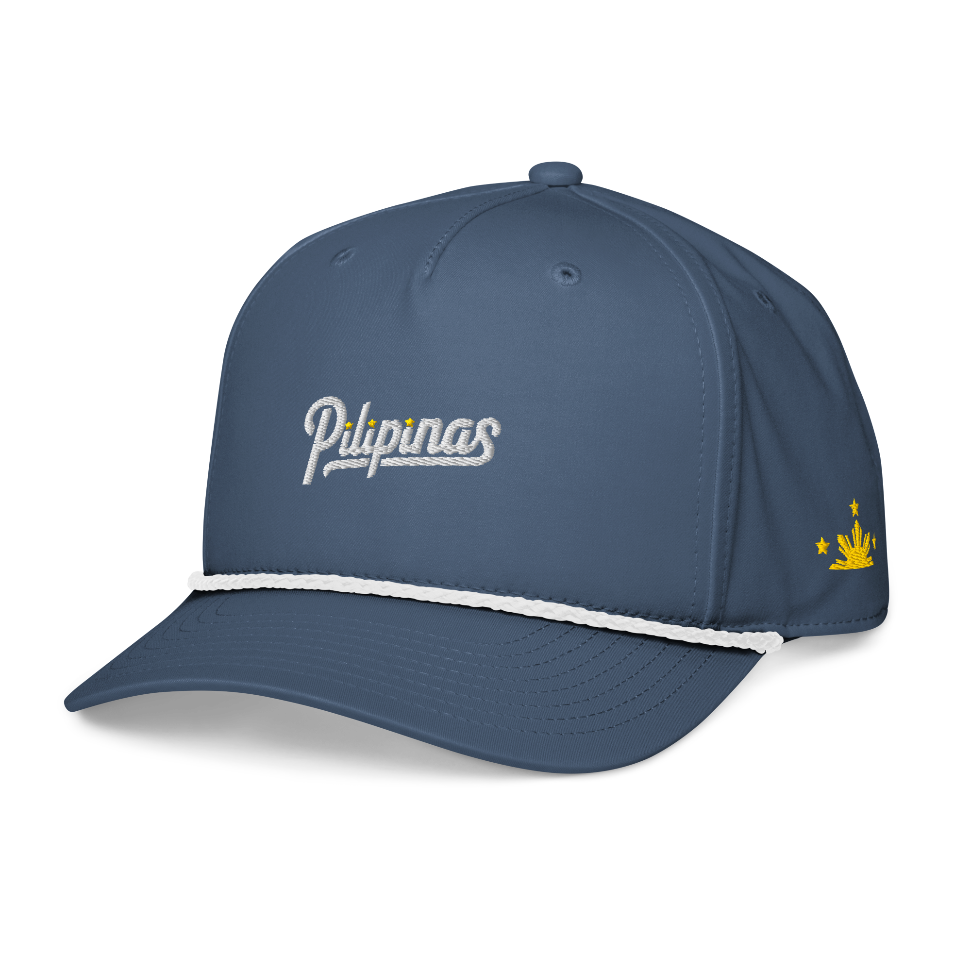 Script + Three Stars & Half-Sun - Rope Hat - Light Blue/White