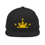 Three Stars & Half-Sun + Script - wool blend flat bill hat - Silver