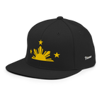 Three Stars & Half-Sun + Script - wool blend flat bill hat - Black/Red
