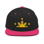 Three Stars & Half-Sun + Script - wool blend flat bill hat - Natural/Black