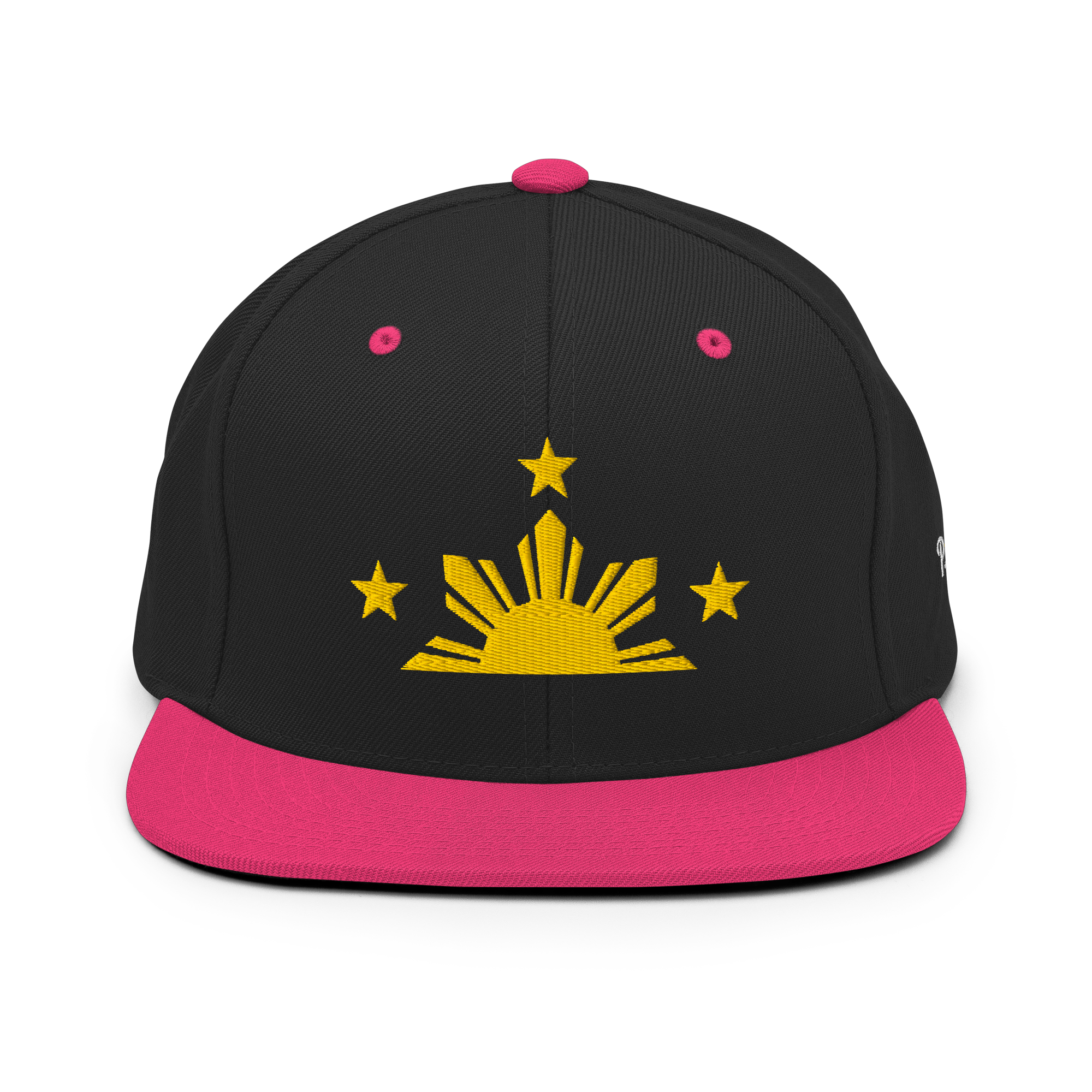 Three Stars & Half-Sun + Script - wool blend flat bill hat - Natural/Black