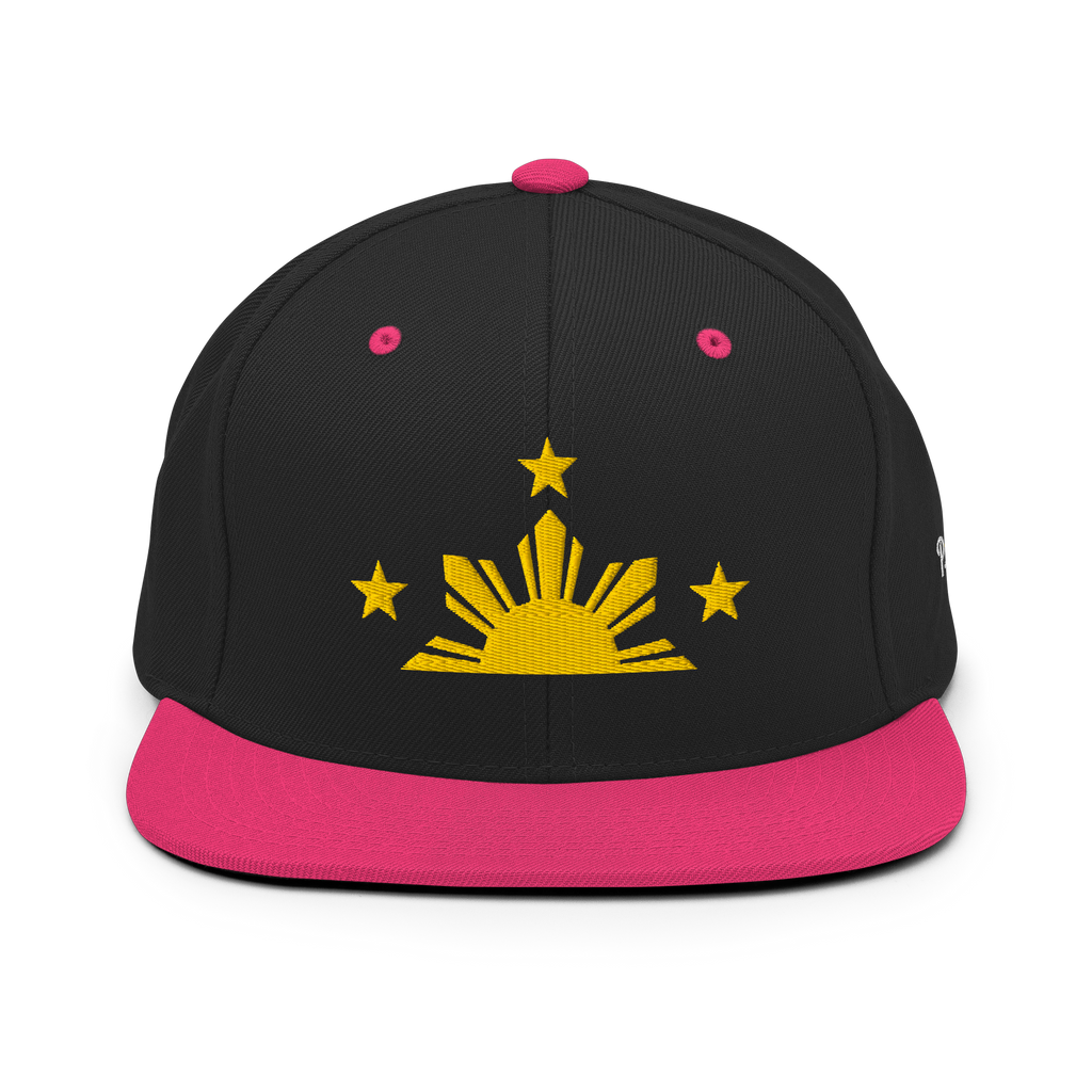 Three Stars & Half-Sun + Script - wool blend flat bill hat - Silver