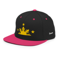 Three Stars & Half-Sun + Script - wool blend flat bill hat - Black/Neon Pink