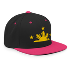 Three Stars & Half-Sun + Script - wool blend flat bill hat - Natural/Black