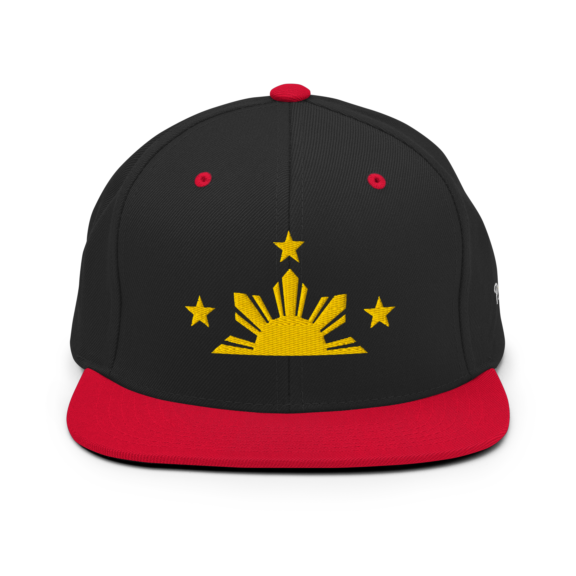 Three Stars & Half-Sun + Script - wool blend flat bill hat - Natural/Black