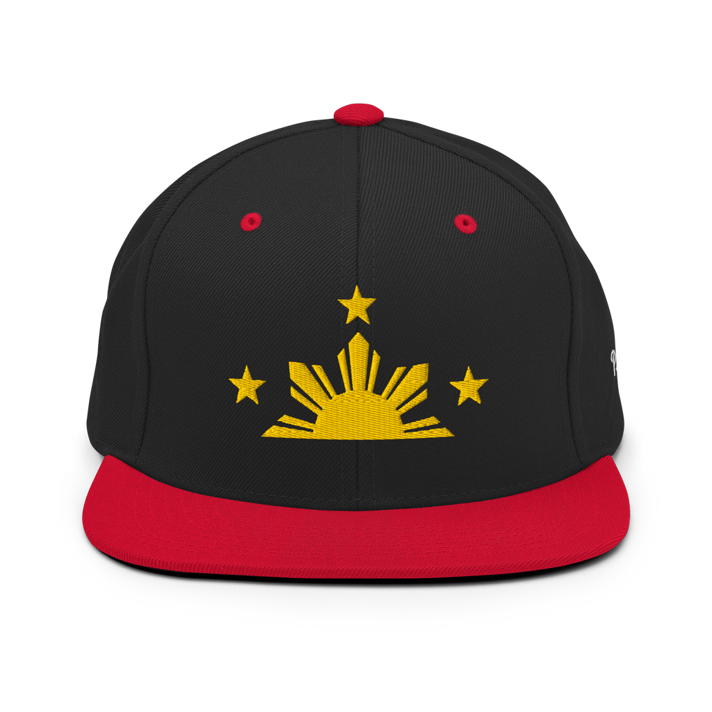 Three Stars & Half-Sun + Script - wool blend flat bill hat - Black/Silver