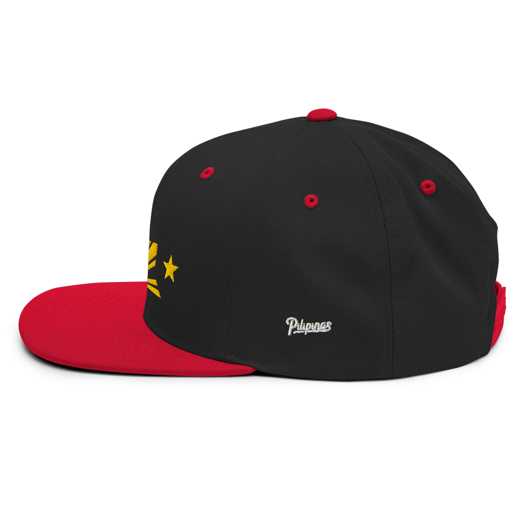 Three Stars & Half-Sun + Script - wool blend flat bill hat - Silver